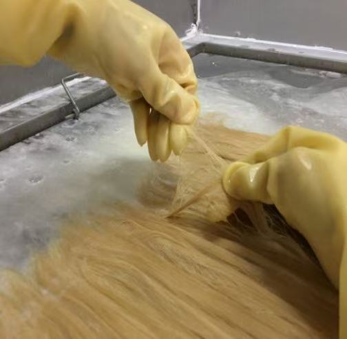 Colour processing at Prime Human Hair factory