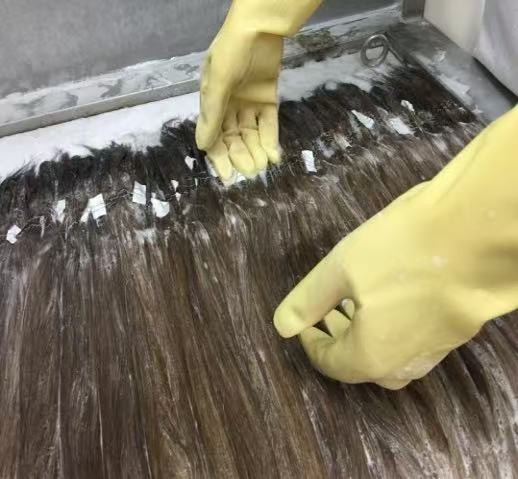 Hair preparation at Prime Human Hair factory
